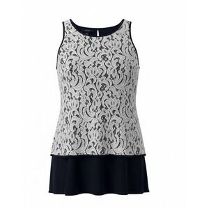 Alfani Lace Top Overlay On Black Polyester Shell Size 10